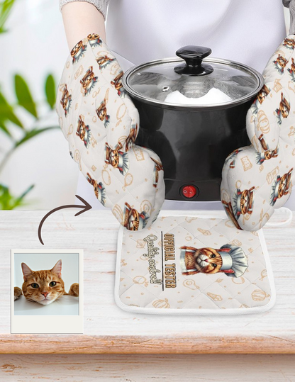 Custom Pet Oven Mitts and Pot Holder Set – Heat-Resistant and Personalized for Pet Lovers 🐾🔥