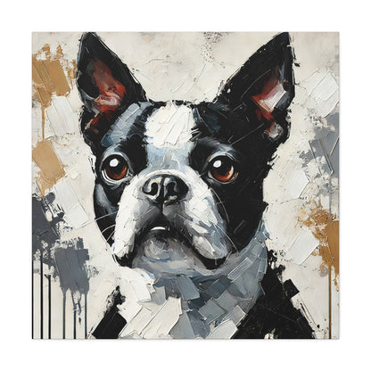 Boston Terrier Oil Canvas Painting Print – A Charming Addition for Dog Lovers and Art Collectors