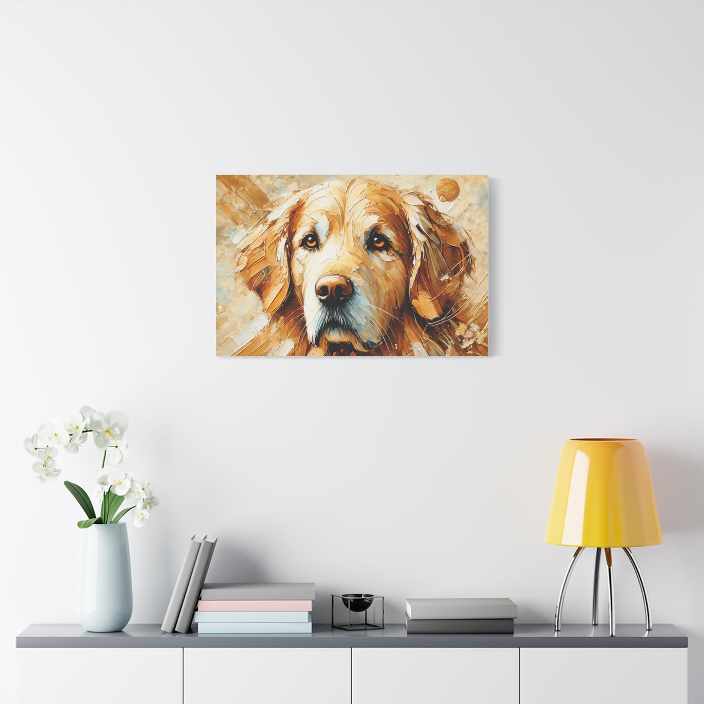 Golden Retriever Oil Canvas Painting Print – A Heartwarming Addition for Dog Lovers and Home Decor