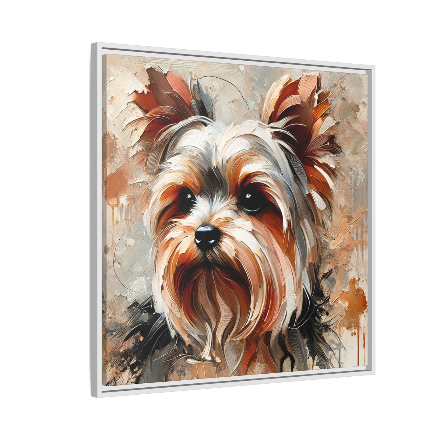 Yorkshire Terrier Oil Canvas Painting Print With Frame