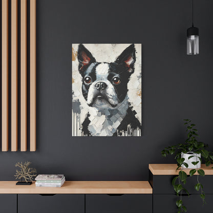 Boston Terrier Oil Canvas Painting Print – A Charming Addition for Dog Lovers and Art Collectors