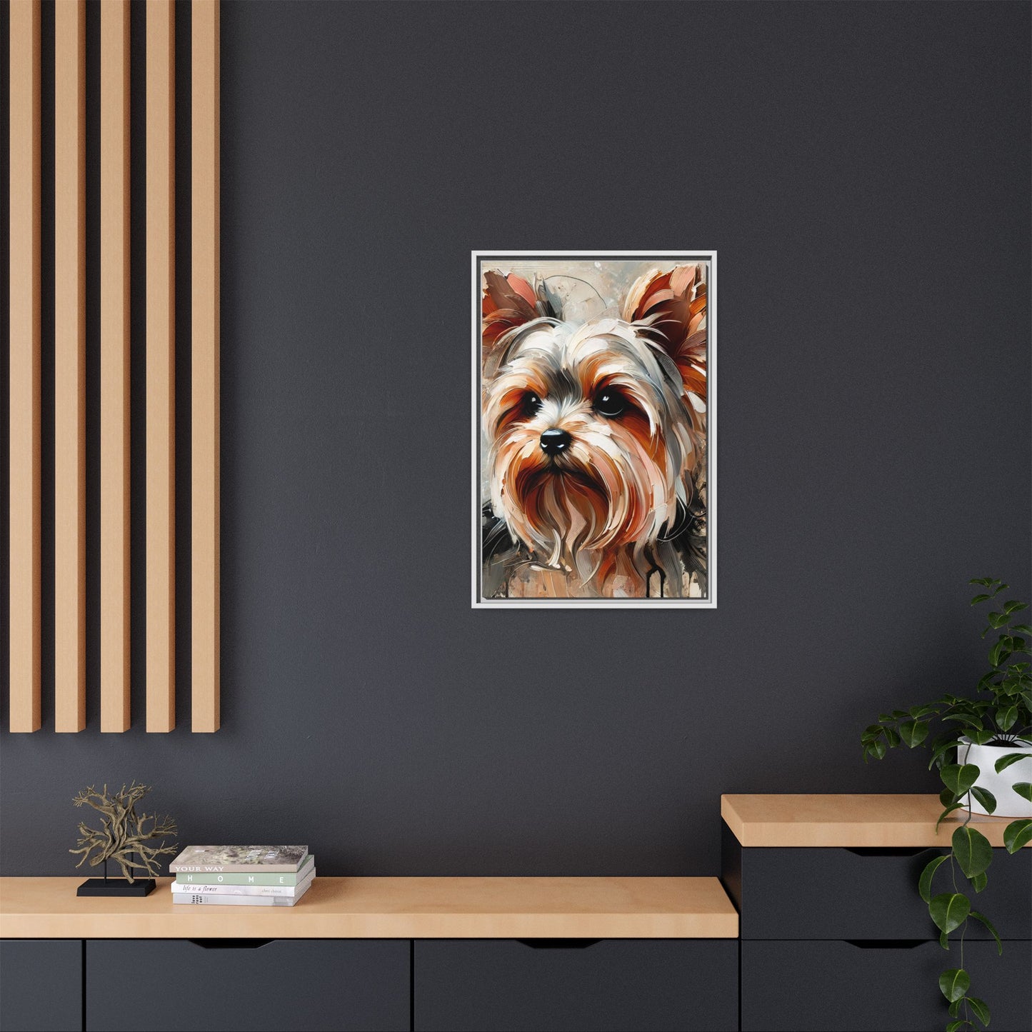 Yorkshire Terrier Oil Canvas Painting Print With Frame