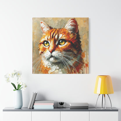 Orange Tabby Cat Oil Canvas Painting Print – A Delightful Addition for Cat Lovers and Home Decor