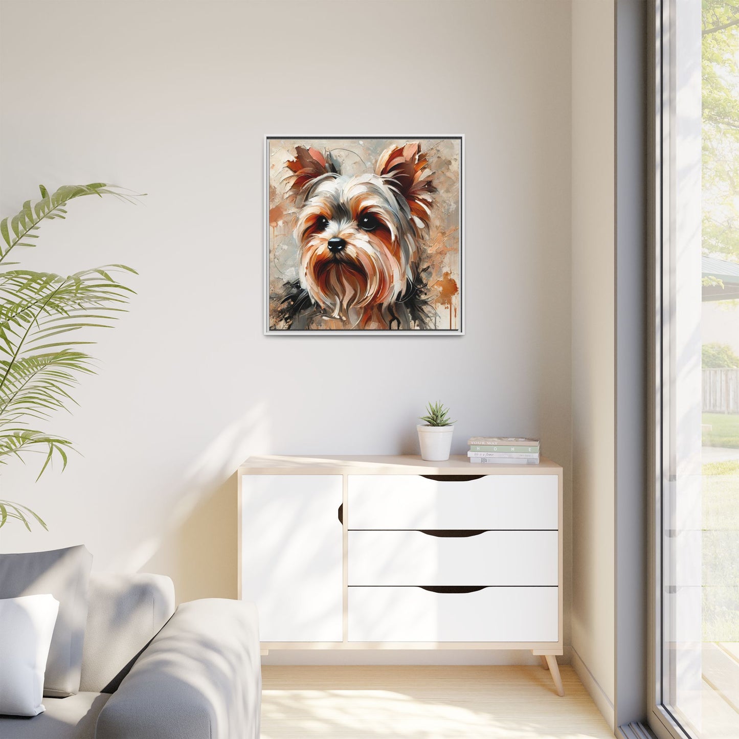 Yorkshire Terrier Oil Canvas Painting Print With Frame