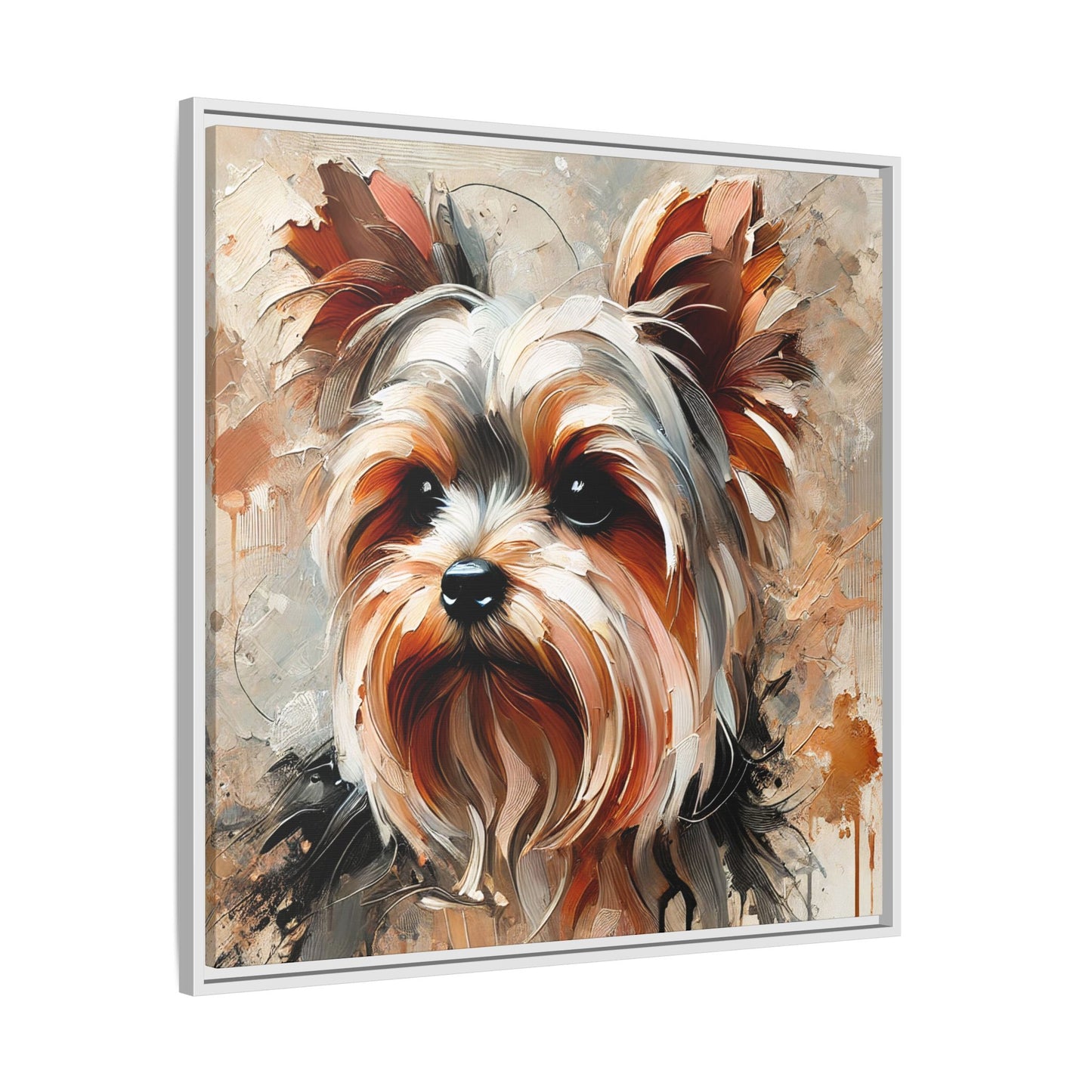 Yorkshire Terrier Oil Canvas Painting Print With Frame