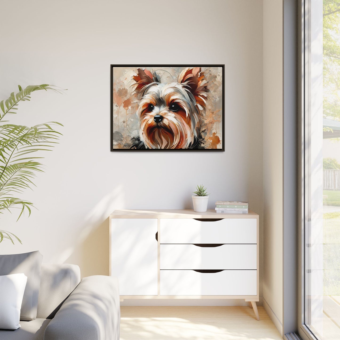 Yorkshire Terrier Oil Canvas Painting Print With Frame