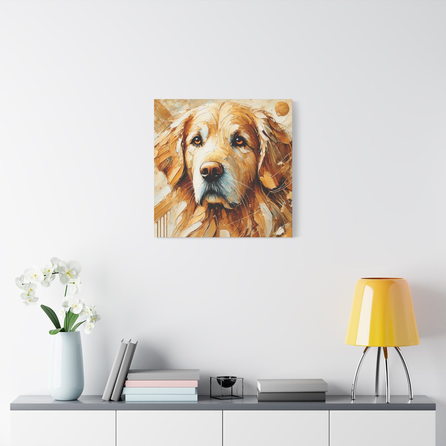 Golden Retriever Oil Canvas Painting Print – A Heartwarming Addition for Dog Lovers and Home Decor