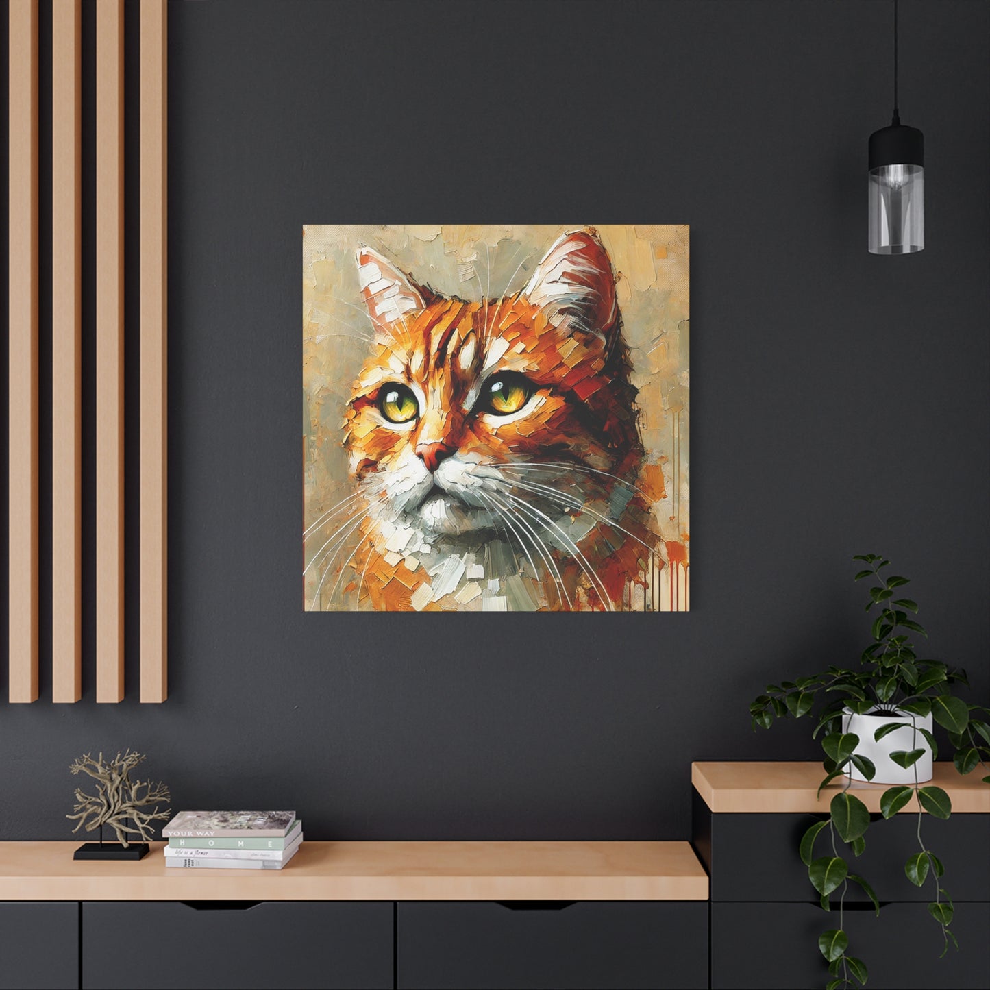 Orange Tabby Cat Oil Canvas Painting Print – A Delightful Addition for Cat Lovers and Home Decor