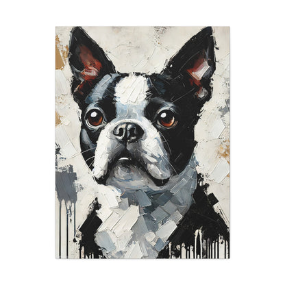 Boston Terrier Oil Canvas Painting Print – A Charming Addition for Dog Lovers and Art Collectors