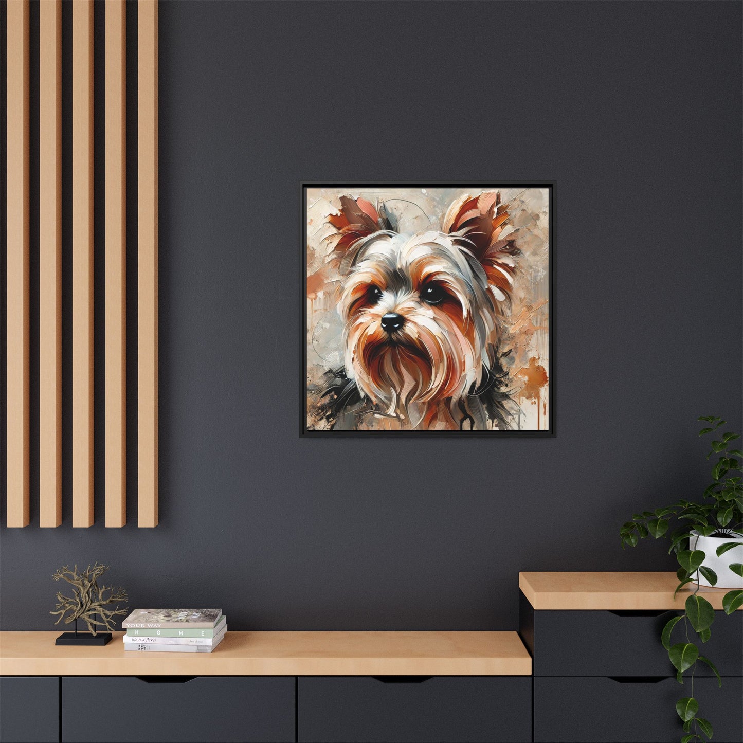 Yorkshire Terrier Oil Canvas Painting Print With Frame