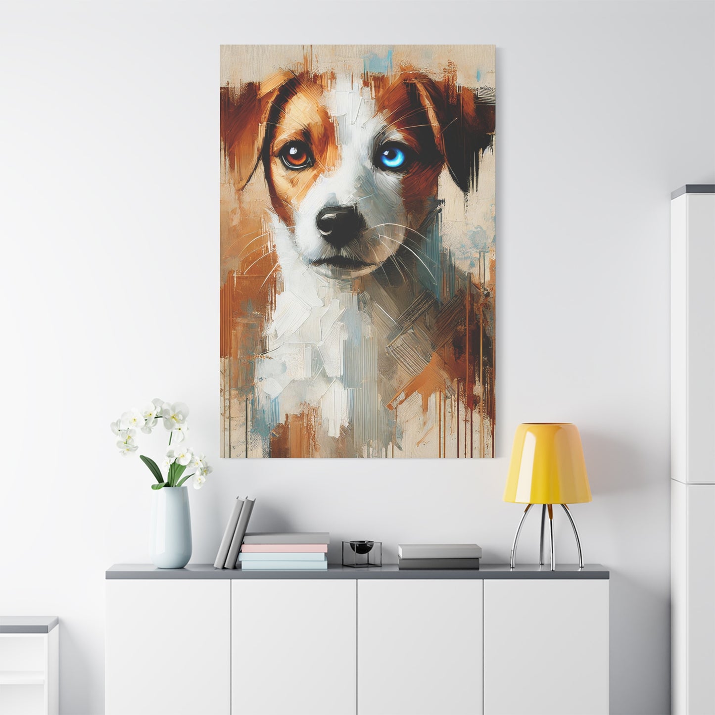 Jack Russell Terrier Mix Oil Canvas Painting Print – Ideal for Dog Lovers and Art Collector