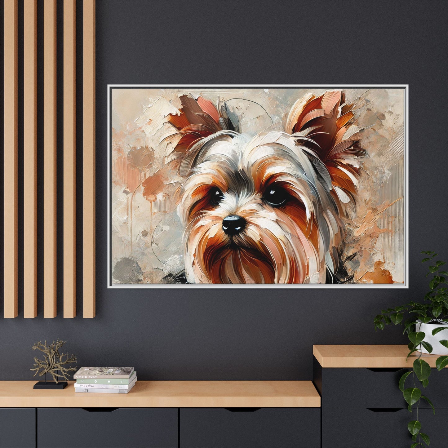 Yorkshire Terrier Oil Canvas Painting Print With Frame