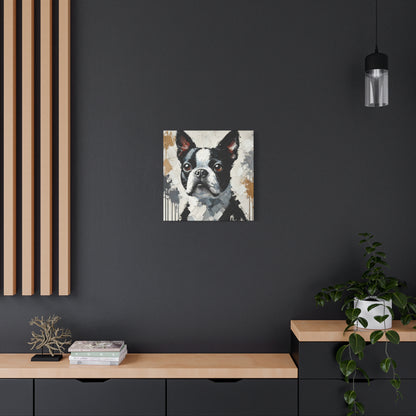 Boston Terrier Oil Canvas Painting Print – A Charming Addition for Dog Lovers and Art Collectors