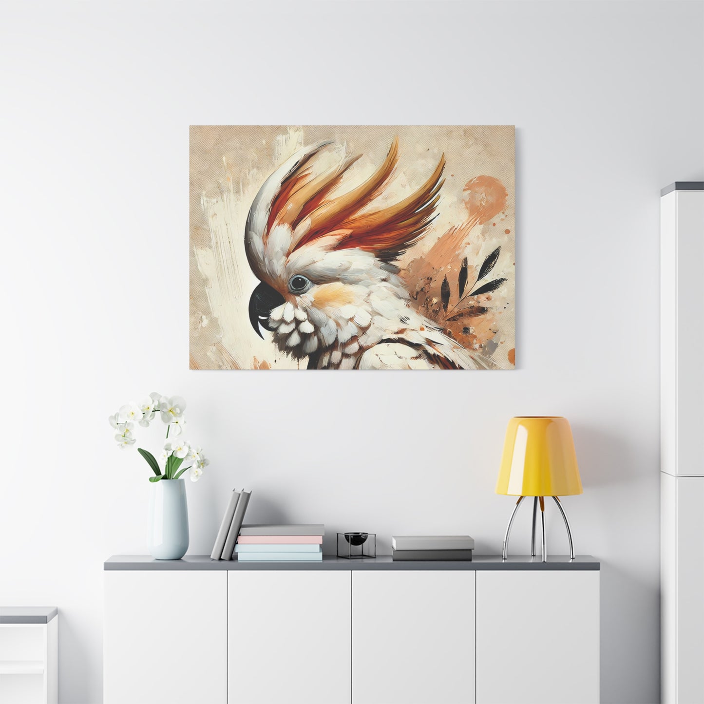 Cockatoo Oil Canvas Painting Print – A Stunning Addition for Bird Lovers and Home Decor