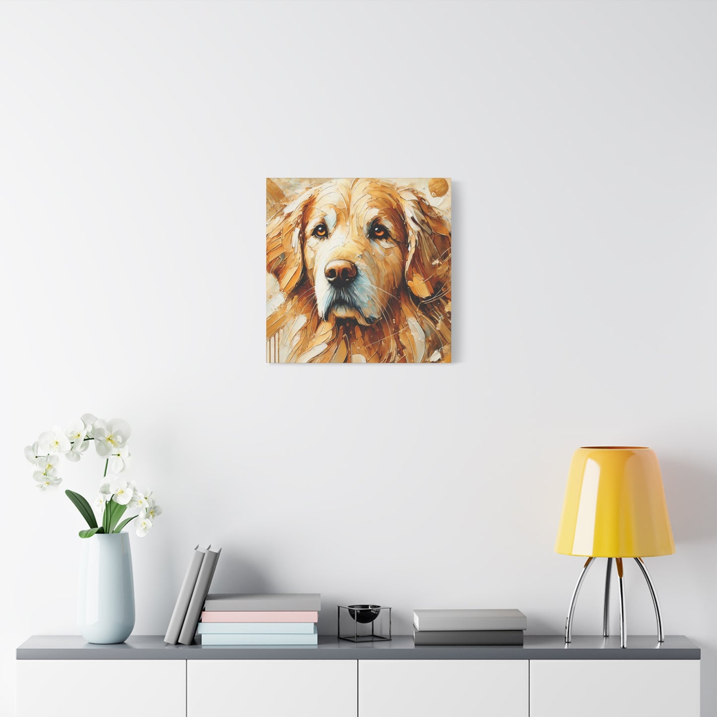 Golden Retriever Oil Canvas Painting Print – A Heartwarming Addition for Dog Lovers and Home Decor