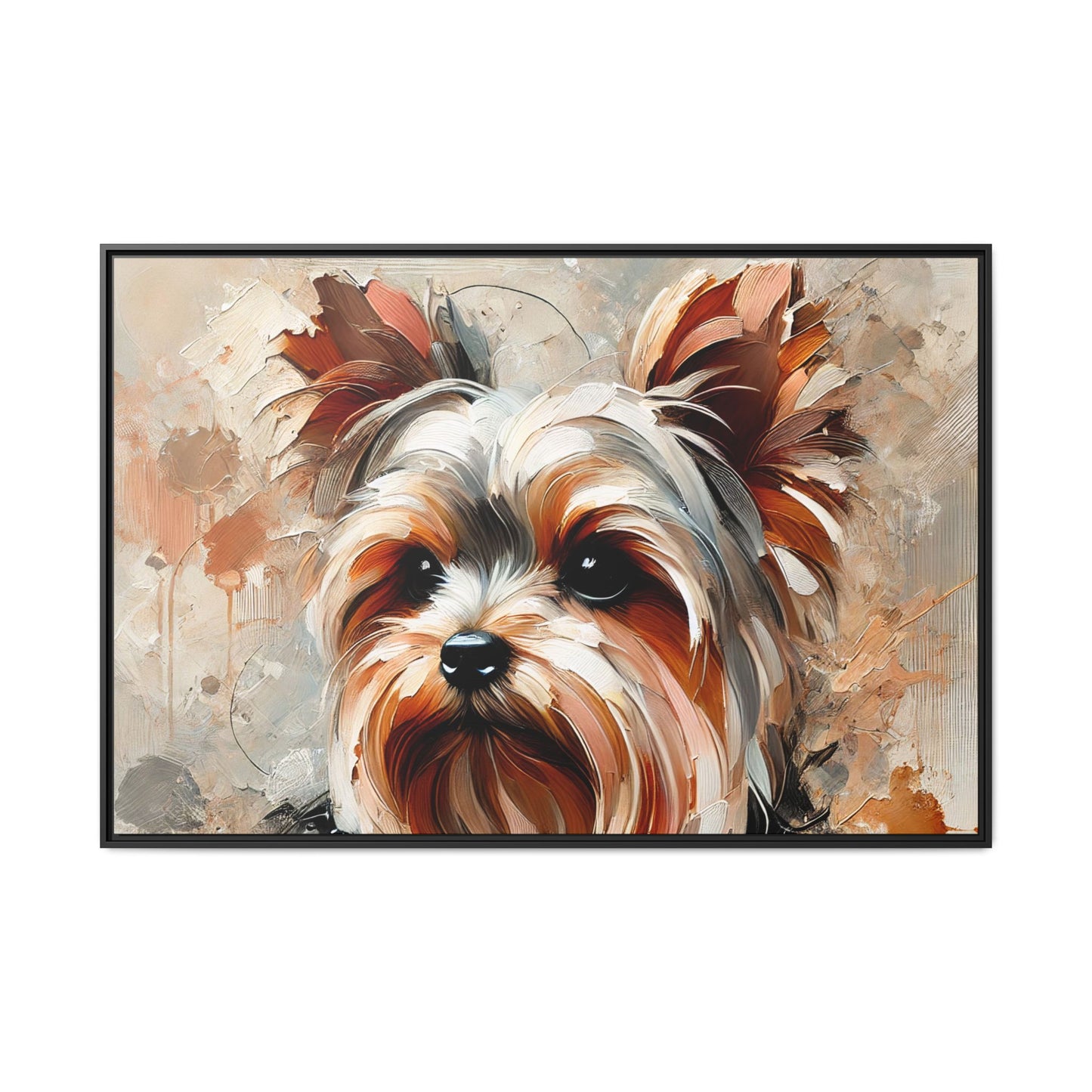 Yorkshire Terrier Oil Canvas Painting Print With Frame