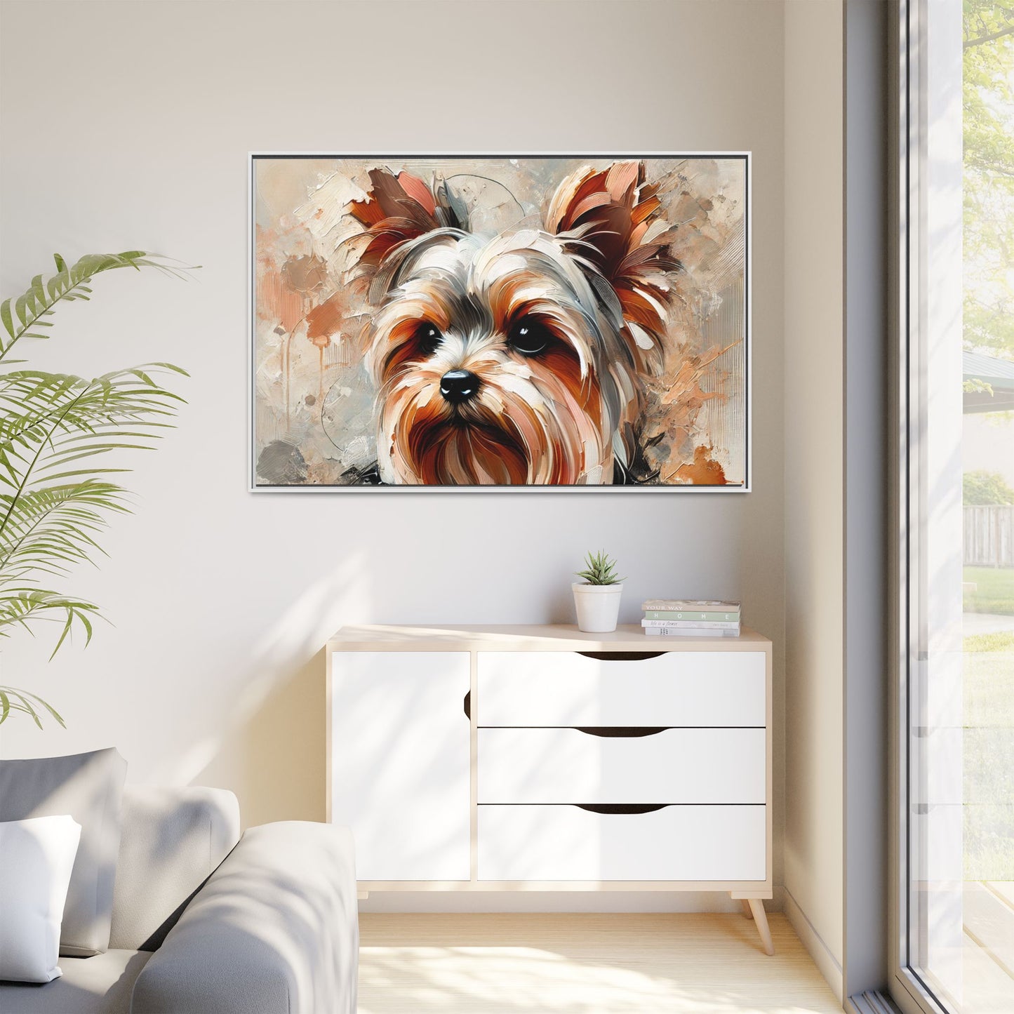 Yorkshire Terrier Oil Canvas Painting Print With Frame