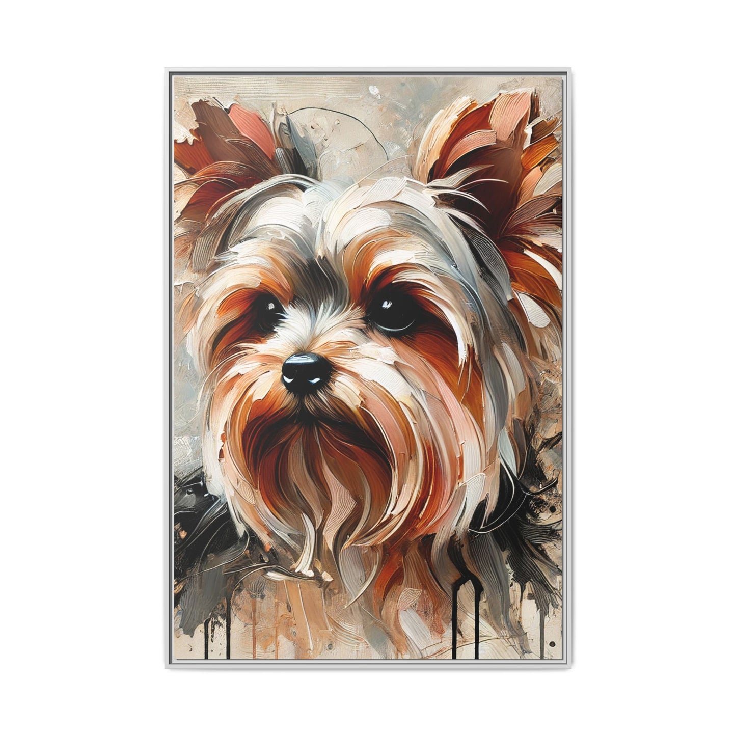 Yorkshire Terrier Oil Canvas Painting Print With Frame