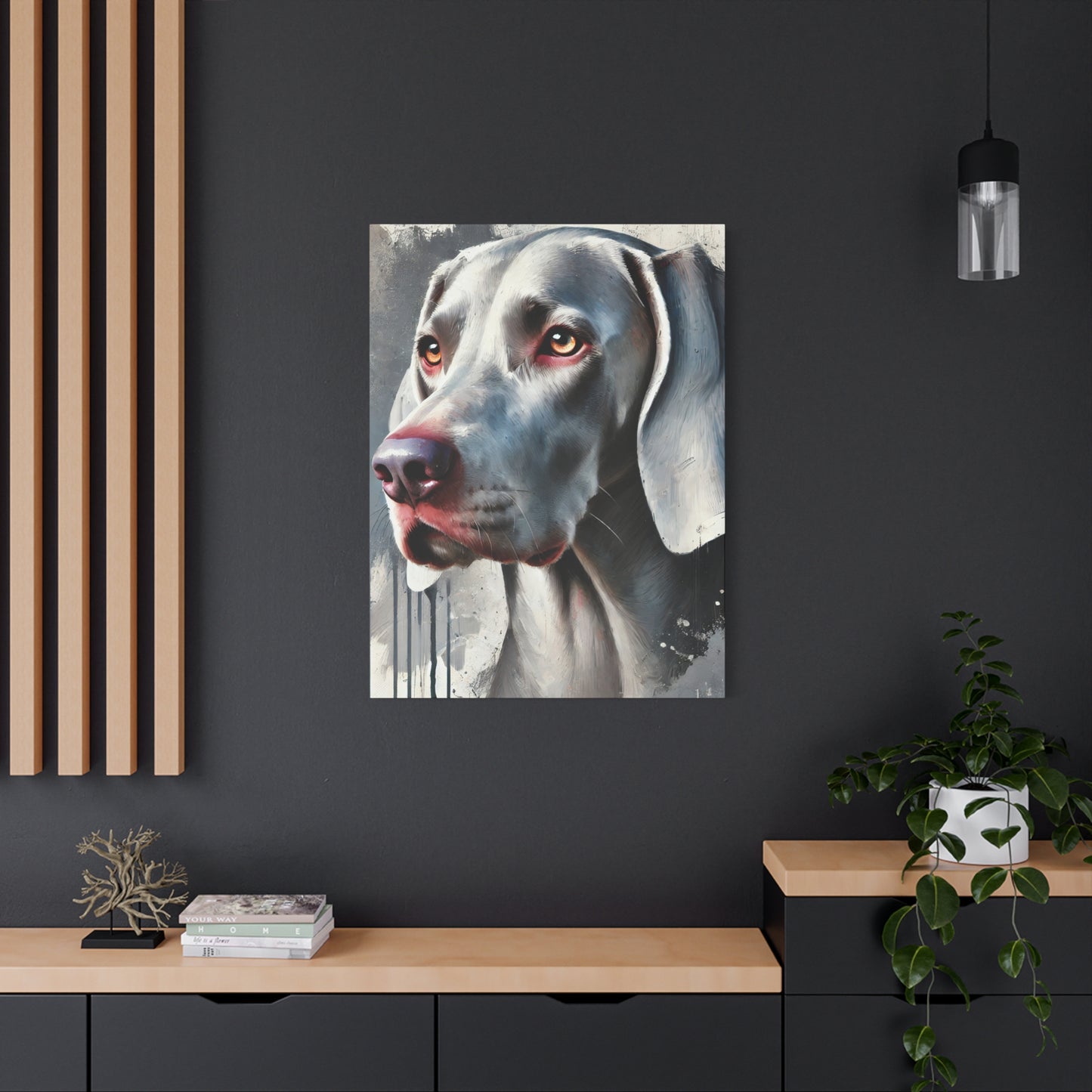 Weimaraner Dog Oil Canvas Painting Print – Perfect for Dog Lovers and Art Enthusiasts