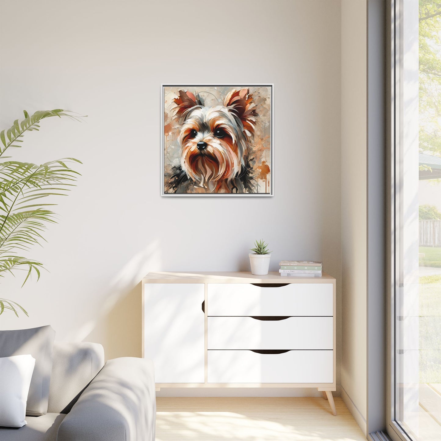 Yorkshire Terrier Oil Canvas Painting Print With Frame