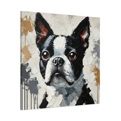 Boston Terrier Oil Canvas Painting Print – A Charming Addition for Dog Lovers and Art Collectors