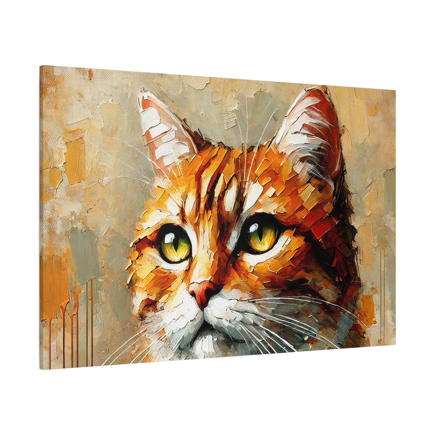 Orange Tabby Cat Oil Canvas Painting Print – A Delightful Addition for Cat Lovers and Home Decor