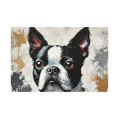 Boston Terrier Oil Canvas Painting Print – A Charming Addition for Dog Lovers and Art Collectors