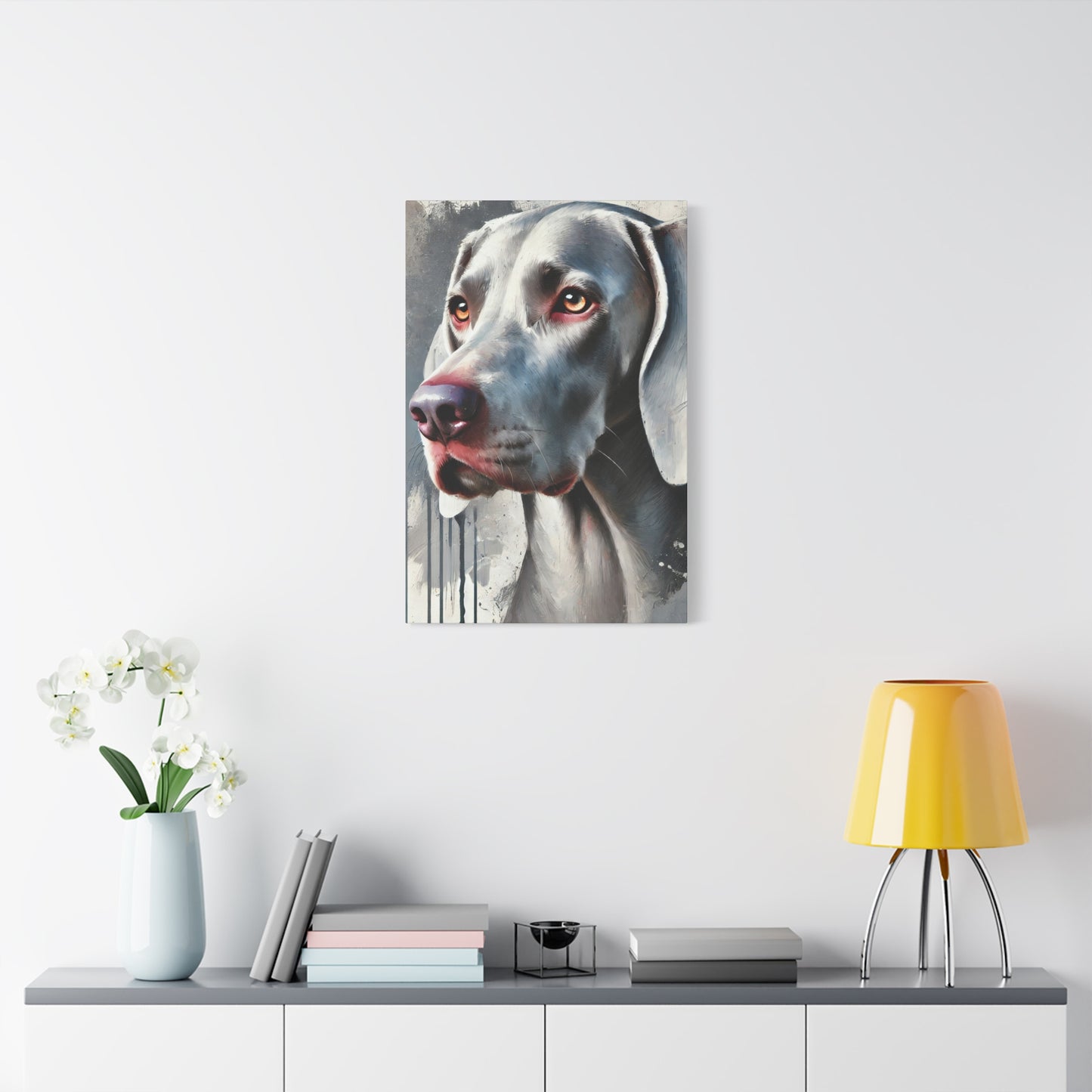 Weimaraner Dog Oil Canvas Painting Print – Perfect for Dog Lovers and Art Enthusiasts