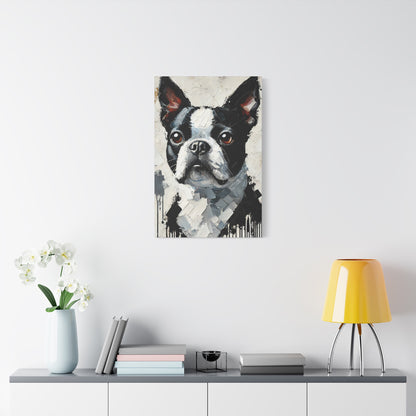 Boston Terrier Oil Canvas Painting Print – A Charming Addition for Dog Lovers and Art Collectors