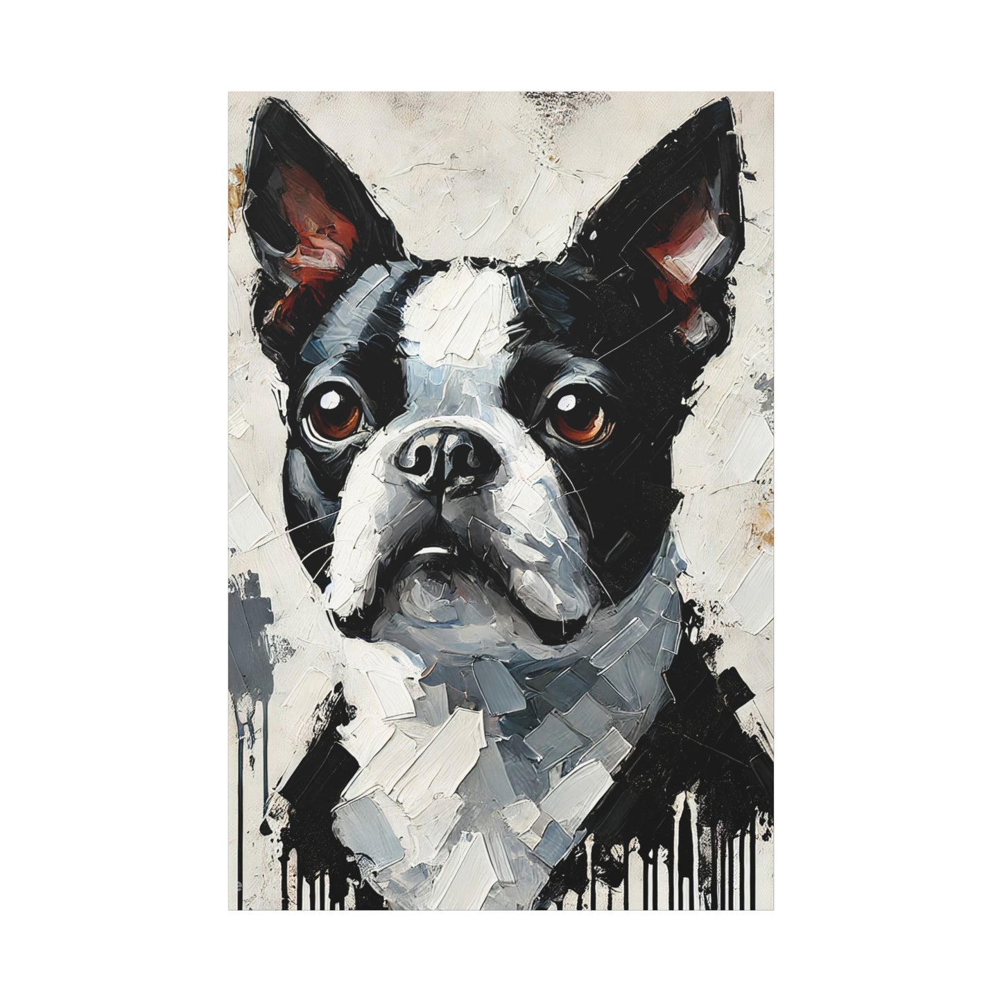 Boston Terrier Oil Canvas Painting Print – A Charming Addition for Dog Lovers and Art Collectors