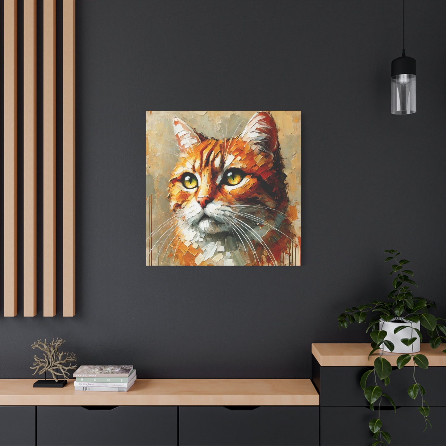 Orange Tabby Cat Oil Canvas Painting Print – A Delightful Addition for Cat Lovers and Home Decor