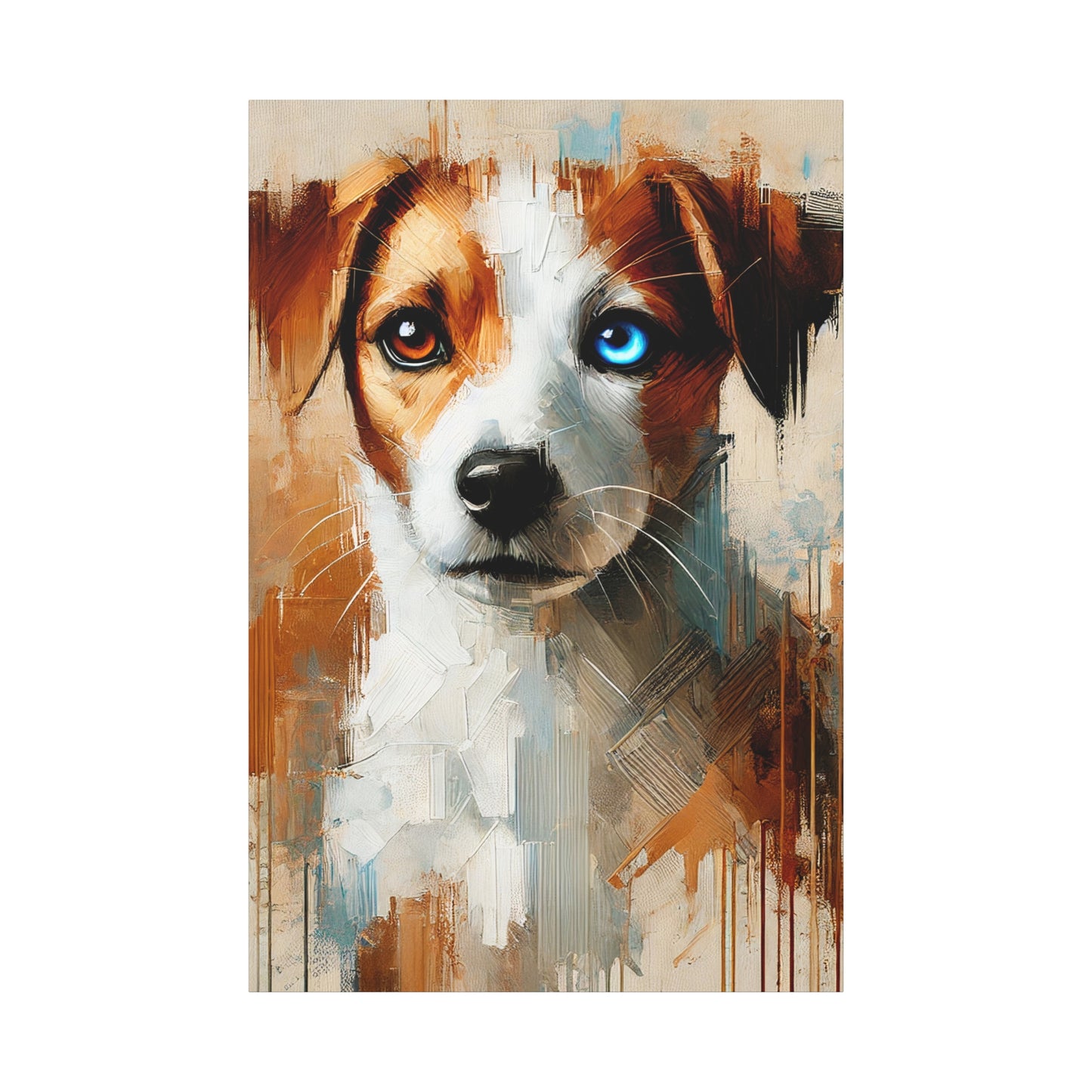 Jack Russell Terrier Mix Oil Canvas Painting Print – Ideal for Dog Lovers and Art Collector