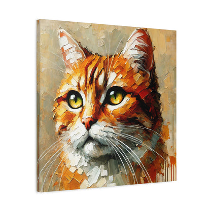 Orange Tabby Cat Oil Canvas Painting Print – A Delightful Addition for Cat Lovers and Home Decor