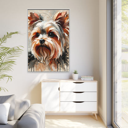 Yorkshire Terrier Oil Canvas Painting Print With Frame