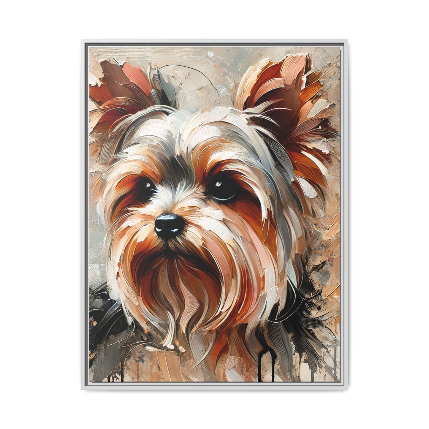 Yorkshire Terrier Oil Canvas Painting Print With Frame