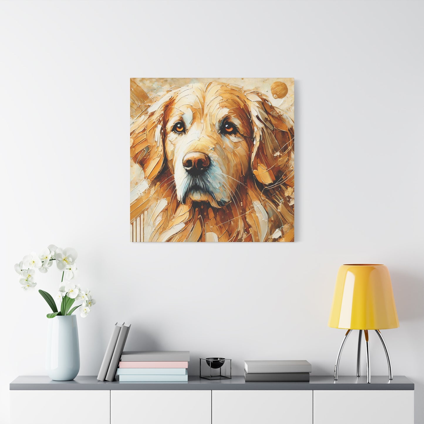 Golden Retriever Oil Canvas Painting Print – A Heartwarming Addition for Dog Lovers and Home Decor