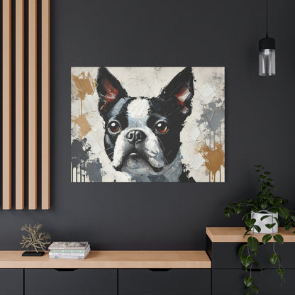 Boston Terrier Oil Canvas Painting Print – A Charming Addition for Dog Lovers and Art Collectors