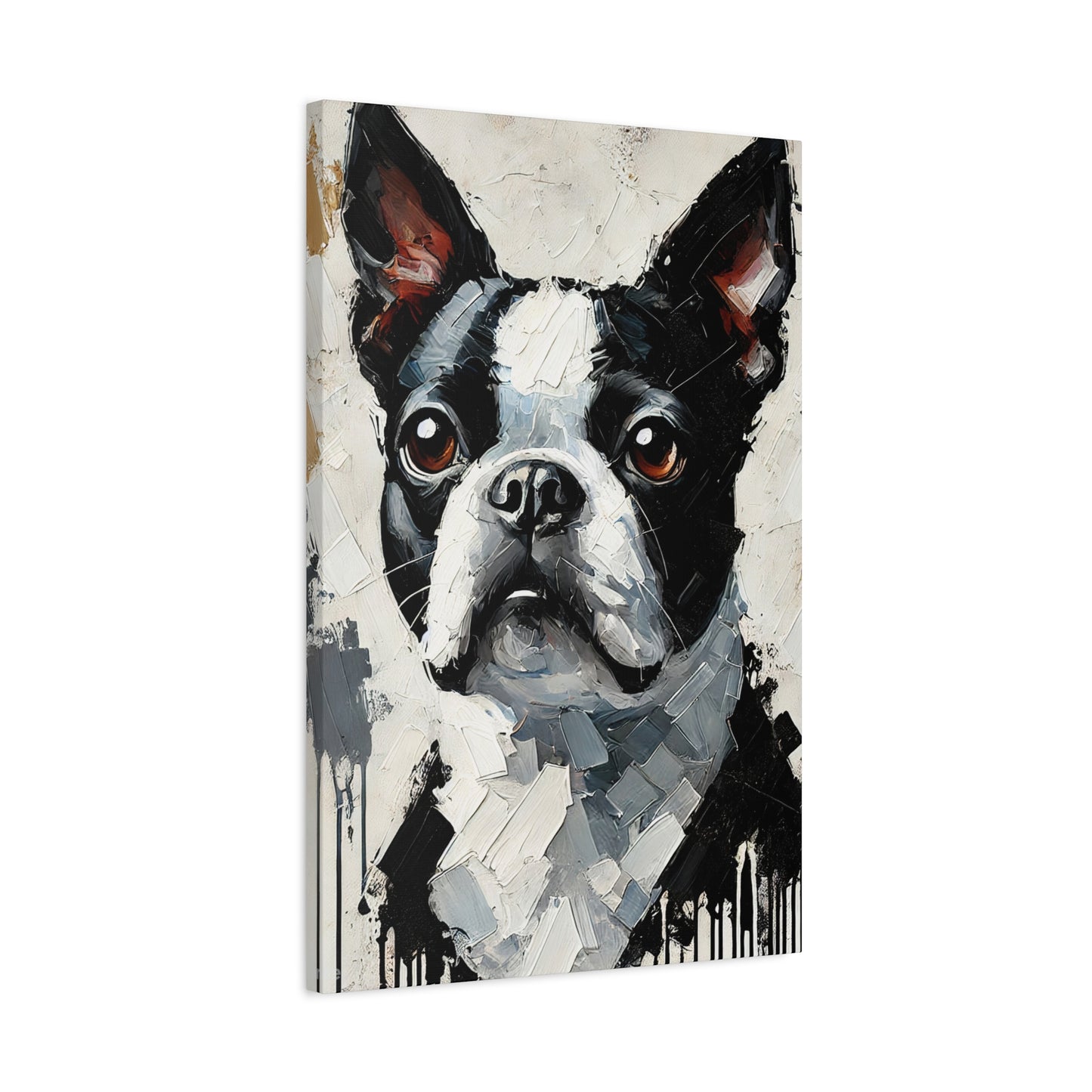 Boston Terrier Oil Canvas Painting Print – A Charming Addition for Dog Lovers and Art Collectors