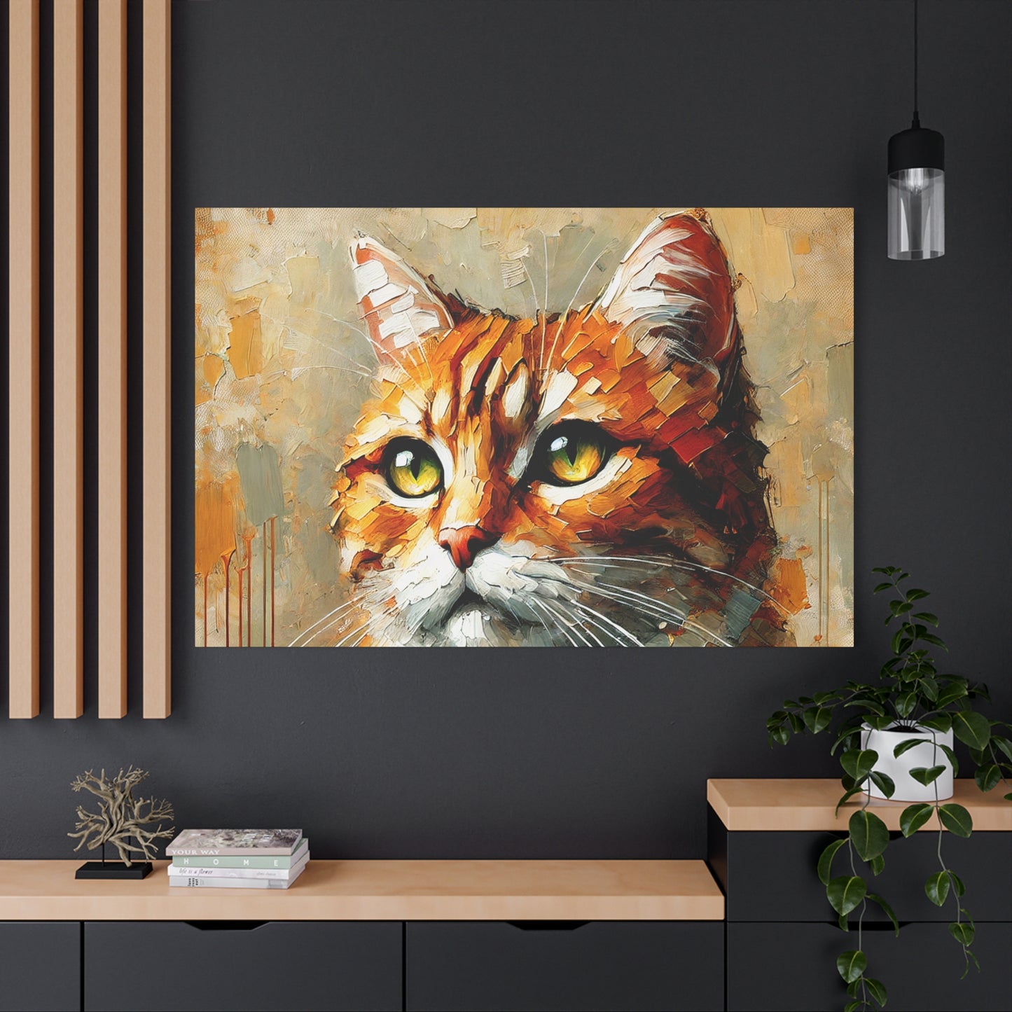 Orange Tabby Cat Oil Canvas Painting Print – A Delightful Addition for Cat Lovers and Home Decor