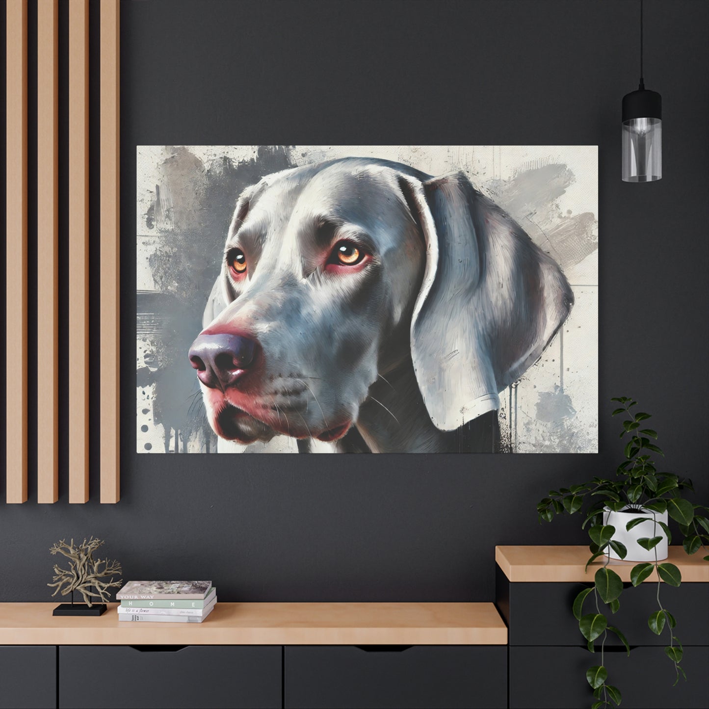 Weimaraner Dog Oil Canvas Painting Print – Perfect for Dog Lovers and Art Enthusiasts