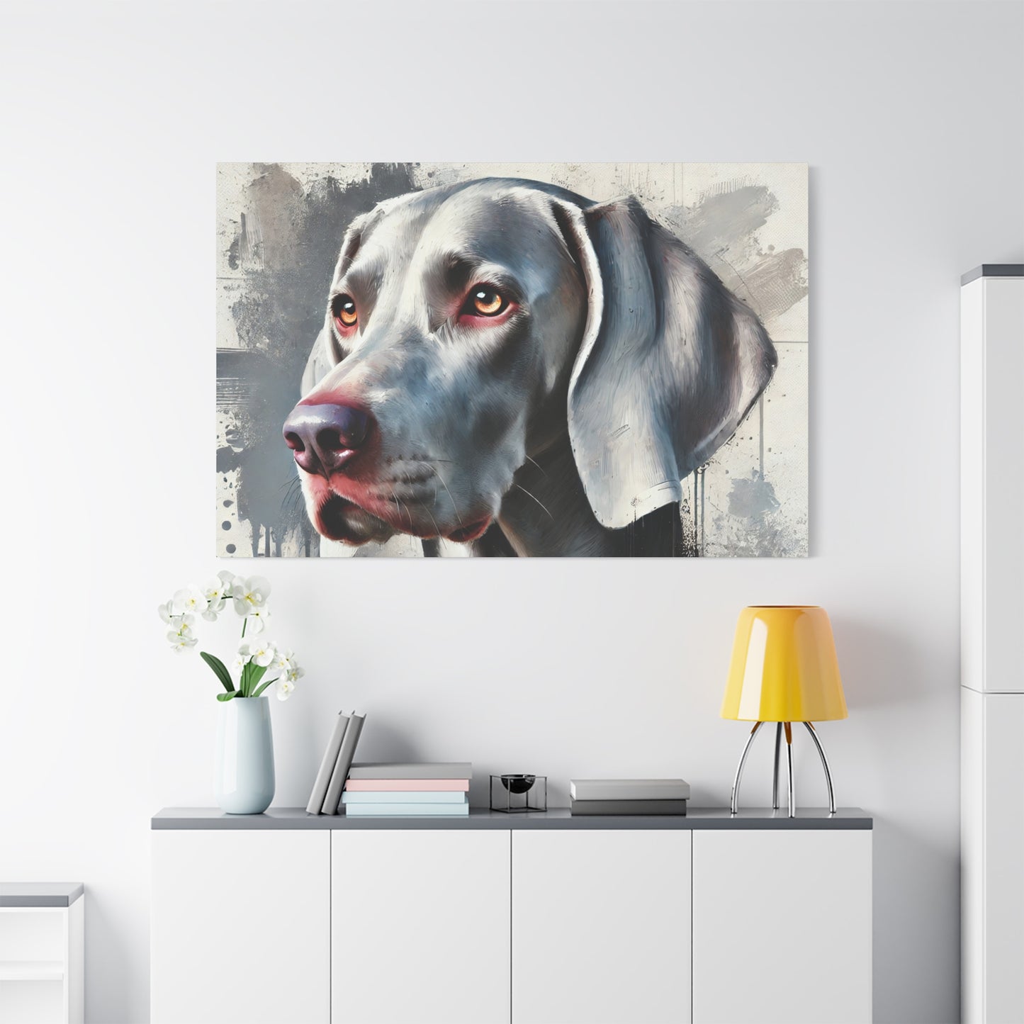 Weimaraner Dog Oil Canvas Painting Print – Perfect for Dog Lovers and Art Enthusiasts