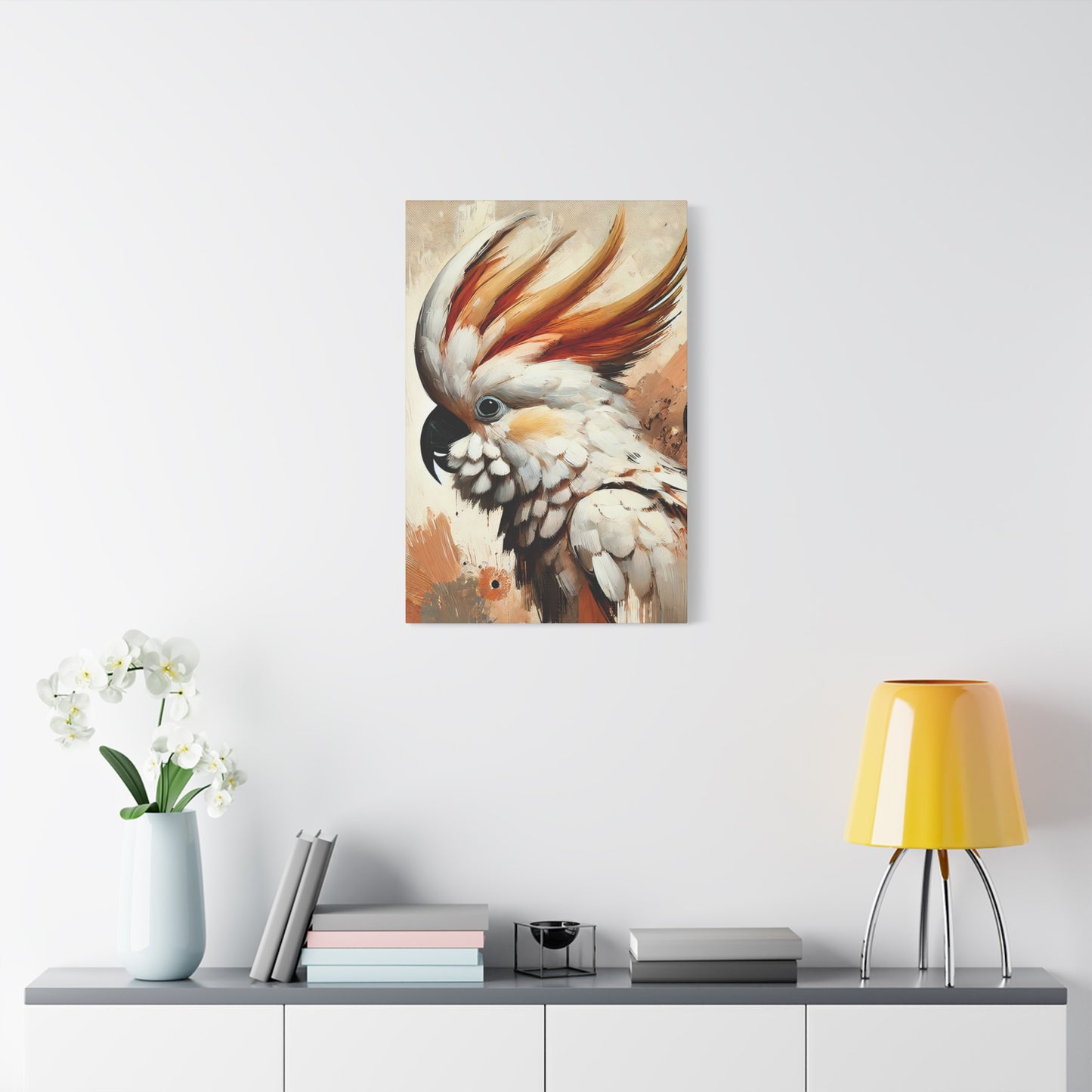 Cockatoo Oil Canvas Painting Print – A Stunning Addition for Bird Lovers and Home Decor