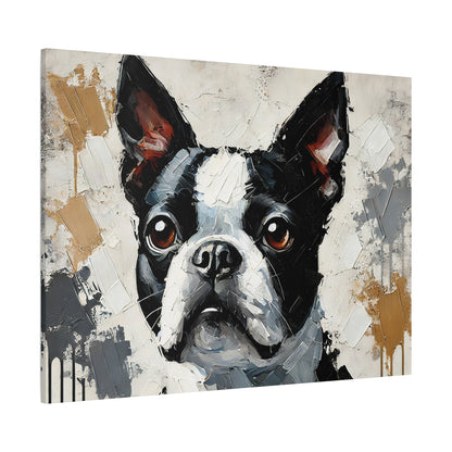 Boston Terrier Oil Canvas Painting Print – A Charming Addition for Dog Lovers and Art Collectors