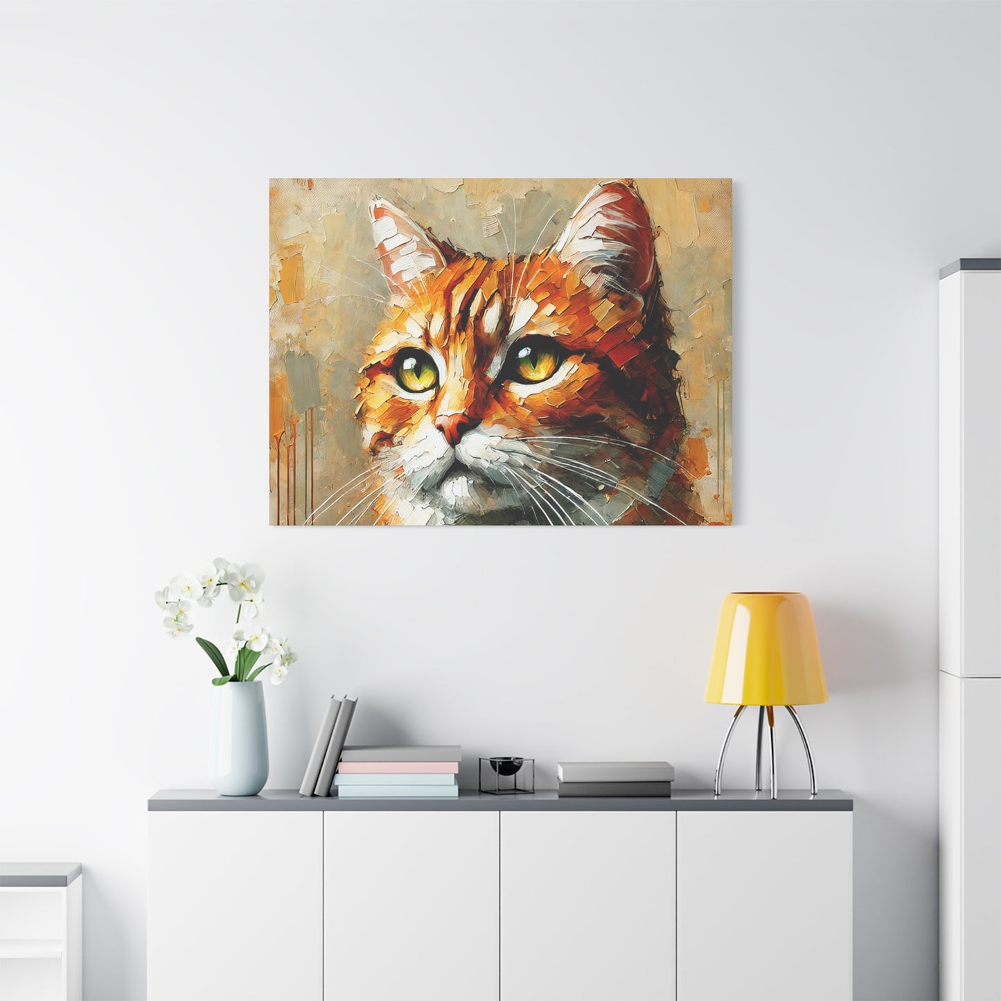 Orange Tabby Cat Oil Canvas Painting Print – A Delightful Addition for Cat Lovers and Home Decor