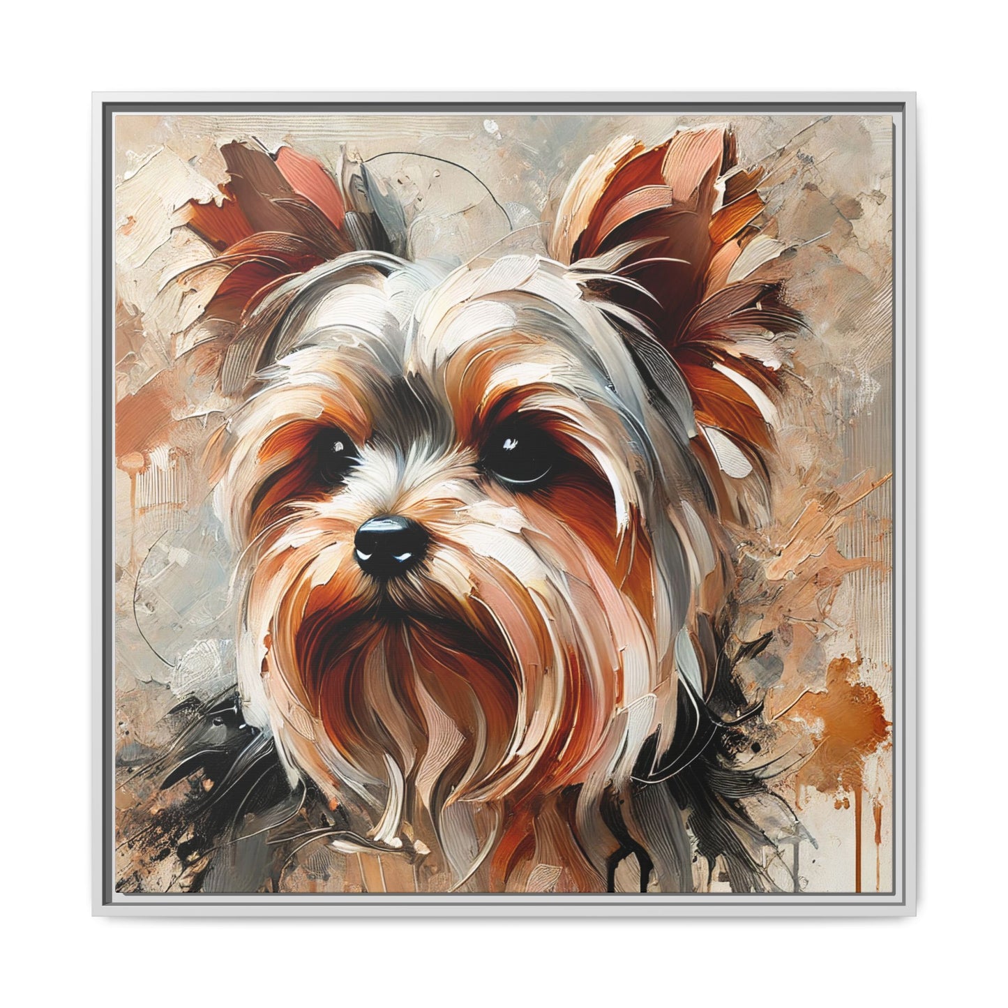 Yorkshire Terrier Oil Canvas Painting Print With Frame