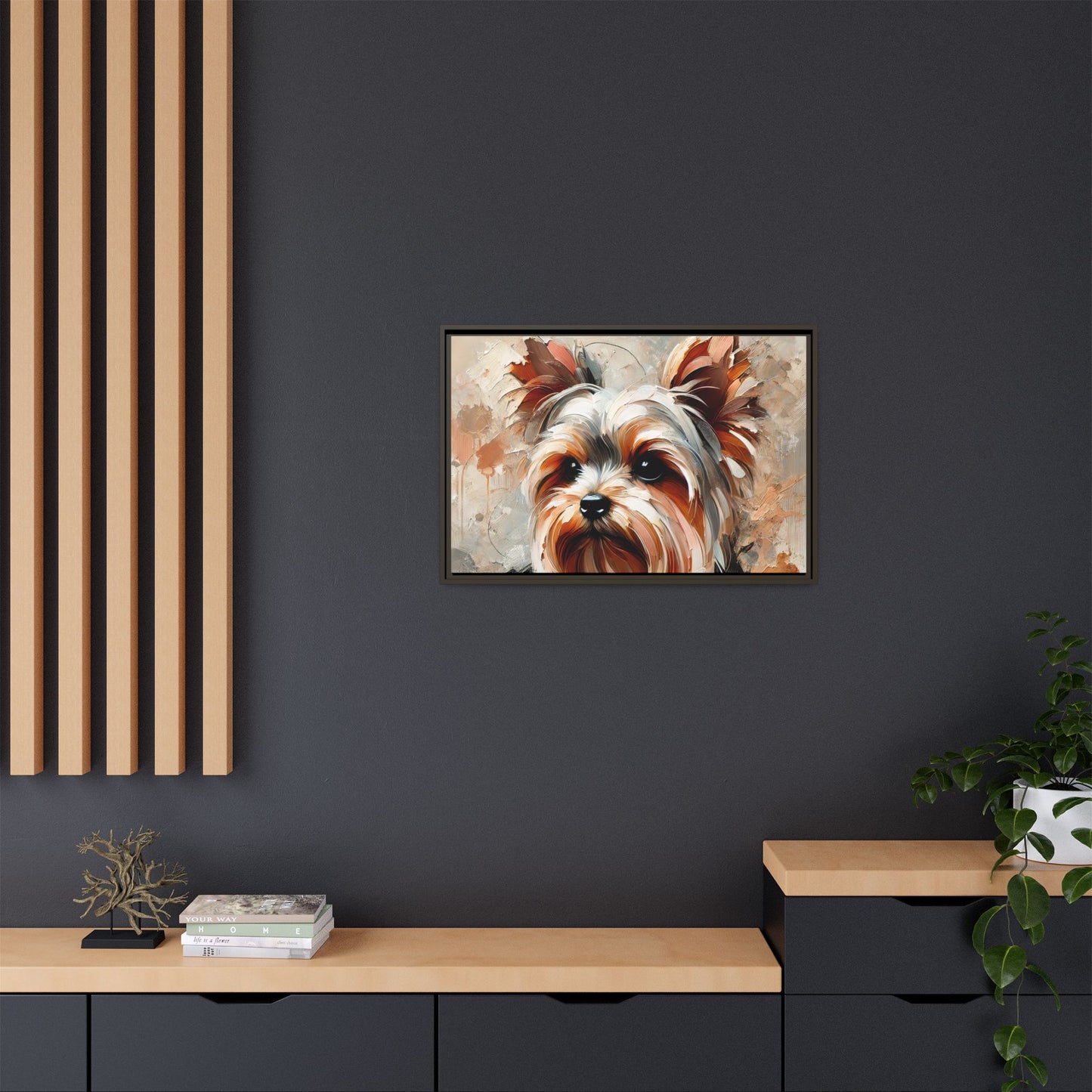 Yorkshire Terrier Oil Canvas Painting Print With Frame