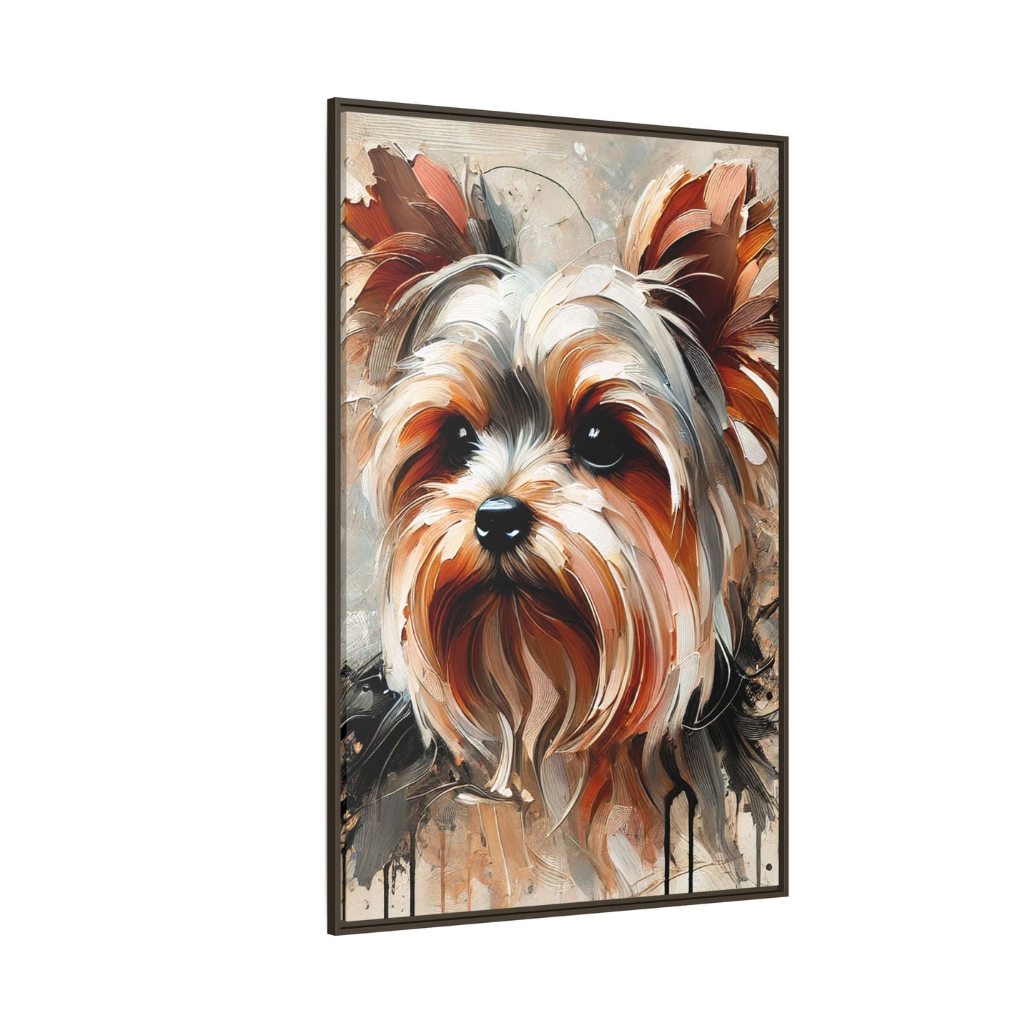 Yorkshire Terrier Oil Canvas Painting Print With Frame