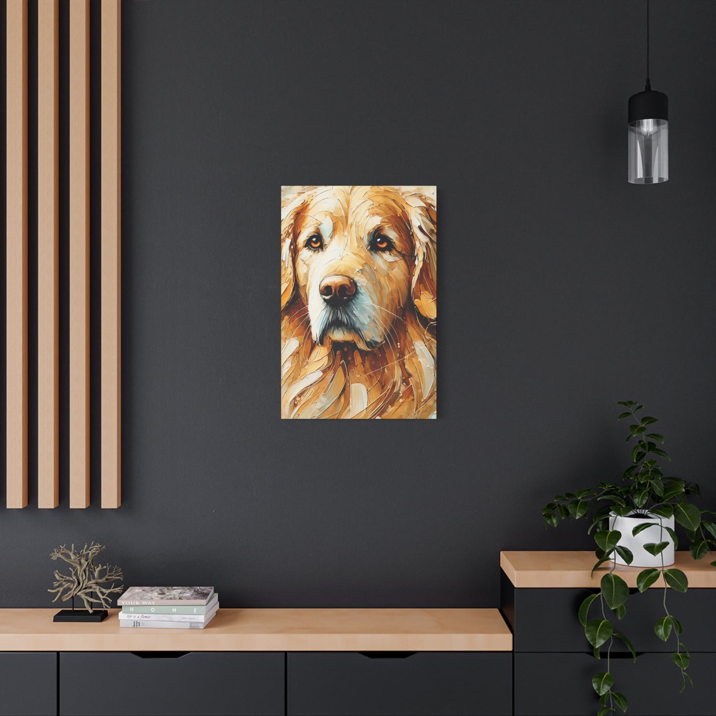 Golden Retriever Oil Canvas Painting Print – A Heartwarming Addition for Dog Lovers and Home Decor