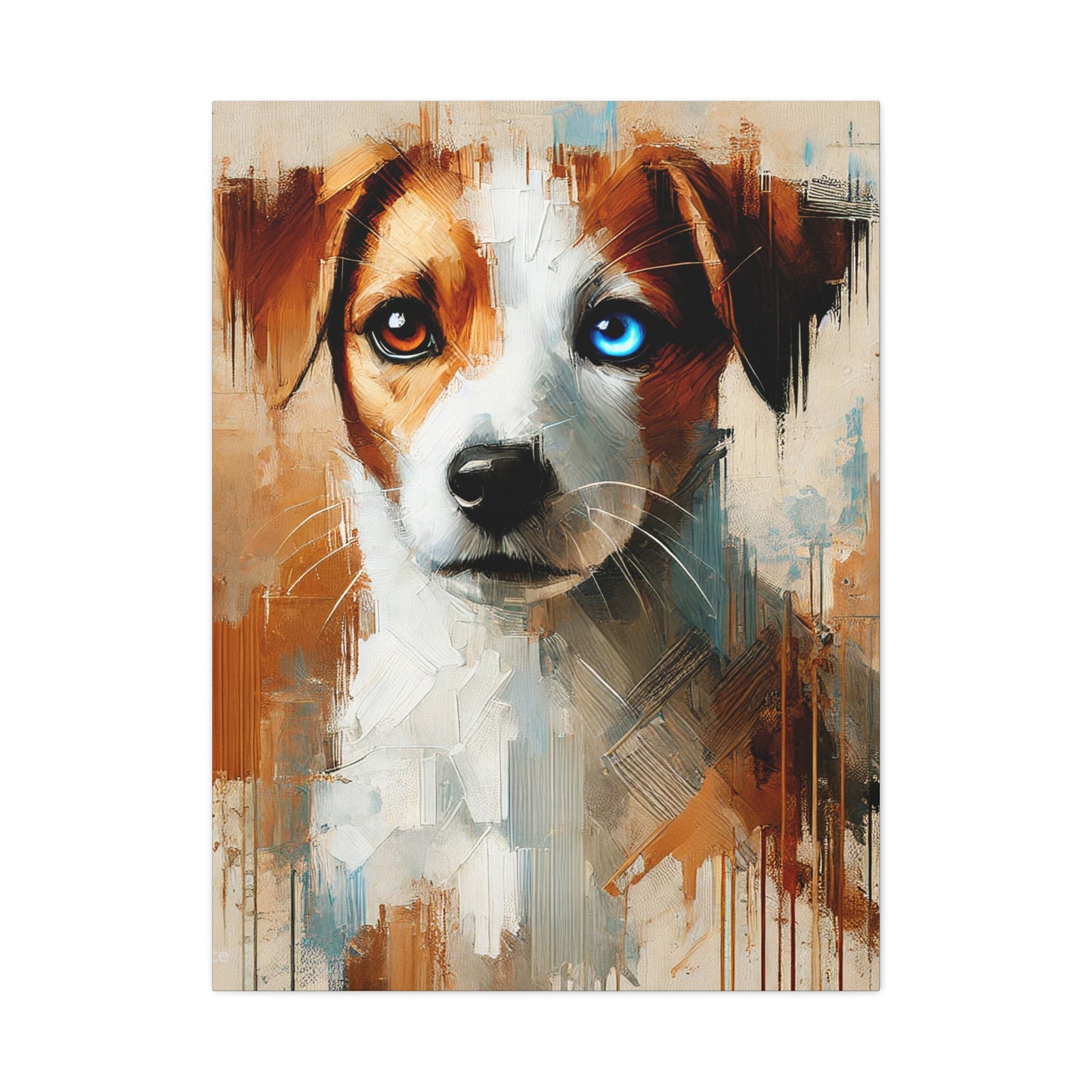 Jack Russell Terrier Mix Oil Canvas Painting Print – Ideal for Dog Lovers and Art Collector