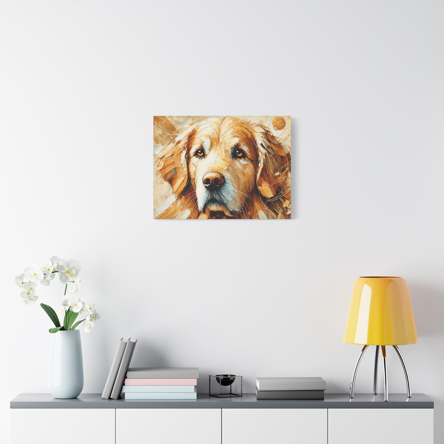 Golden Retriever Oil Canvas Painting Print – A Heartwarming Addition for Dog Lovers and Home Decor